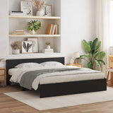 Bed Frame Black Oak 203 x 185 x 70 cm Engineered Wood 3378501