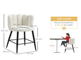 Bar Stools Set of 2, Faux Cashmere Upholstered Breakfast Bar Chairs, Modern Kitchen Stools with T3398P341398