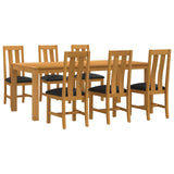 Dining Set 7 pcs Black Solid Oak Wood 3430391