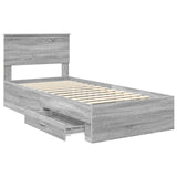 Bed Frame with Drawer Grey Sonoma 90 x 190 cm Engineered Wood 3410954