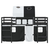 ZNTS Kids' Loft Bed with Tunnel without Mattress White&Black 90x200cm 3206997