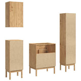 Bathroom Furniture Set FLORO 4 pcs Wax Brown Solid Pine Wood 3385885