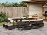 11 Piece Garden Dining Set with Cushions Brown Poly Rattan 3211329