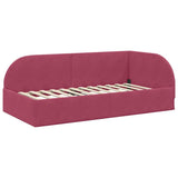 Corner Bed Frame with Headboard Wine Red 100 cm x 200 cm Velvet 42016660