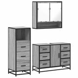 3 Piece Bathroom Furniture Set Grey Sonoma Engineered Wood 3301053