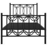 Metal Bed Frame without Mattress with Footboard Black 90x190cm 376138