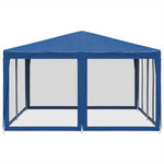 Party Tent with 8 Mesh Sidewalls Blue 4x4 m HDPE 4010062
