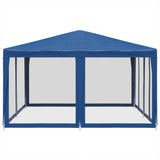 Party Tent with 8 Mesh Sidewalls Blue 4x4 m HDPE 4010062