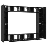 TV Cabinet Set Wall-mounted 10 pcs Black Oak Engineered Wood 3393151