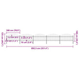 Garden Fence with Spear Top Steel 892.5x125 cm Black 277725