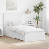 Bed Frame Manual White and Silver 75 x 190 cm Engineered Wood 3410043