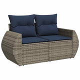 9 Piece Garden Sofa Set with Cushions Grey Poly Rattan Acacia 3326612