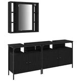 Bathroom Vanity Units with Shelf 3 pcs Black Engineered wood 3334399