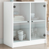 Side Cabinet with Glass Doors White 68x37x75.5 cm 836420