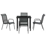Garden Dining Set 5 pcs Black Powder-Coated Steel 3379136