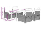 5 Piece Garden Dining Set with Cushions Grey Poly Rattan 3212875