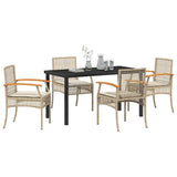 Garden Dining Set with Cushion 5 pcs Beige and Black Rattan 3380829