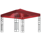 Gazebo with LED String Lights 3x3 m Wine Red 3070297