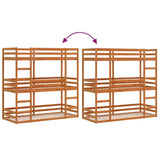 Triple Bunk Bed without Mattress Wax Brown 80x200 cm Solid Wood Pine 3284253
