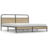 Metal Bed Frame without Mattress Smoked Oak 180x200 cm Super King 3318680