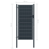 ZNTS Fence Gate PVC and Steel 100x164 cm Anthracite 145235