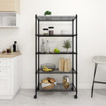 ZNTS 5-Tier Storage Shelf with Wheels 75x35x155 cm Black 250 kg 324630