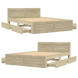 Bed Frame with Headboard without Mattress Sonoma Oak 135x190 cm Double 3295599