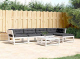 5 Piece Garden Sofa Set with Cushions White Solid Wood Pine 3217011