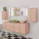 Nine Piece Bathroom Furniture and Basin Set Beige 272230