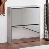 Shoe Cabinet with Mirror 2-Layer Concrete Grey 63x17x67 cm 342630