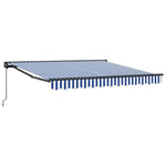 Retractable Awning Manual Blue and White 300x250 cm Fabric 3329911