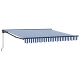 Retractable Awning Manual Blue and White 300x250 cm Fabric 3329911