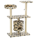 Cat Tree with Sisal Scratching Posts 95 cm Beige Paw Prints 170515
