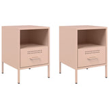 ZNTS Bedside Cabinets 2 pcs Pink 36x39x50.5 cm Steel 843057