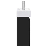 Bathroom Vanity Unit with Tap Black 45.5 x 22.5 x 84 cm 889502