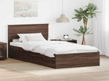 Bed Frame with Headboard Brown Oak 90 x 200 cm Engineered Wood 3408717