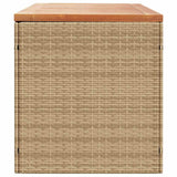 Garden Storage Box Beige 220x50x54 cm Poly Rattan Acacia Wood 365960