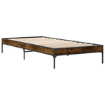 ZNTS Bed Frame Smoked Oak 75x190 cm Small Single Engineered Wood and Metal 845058