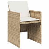 5 Piece Garden Dining Set with Cushions Beige Poly Rattan 365083