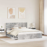 Bed Frame with Drawer Concrete Grey 200 x 200 cm Engineer Wood 3411481