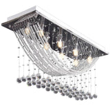 White Ceiling Lamp with Glittering Glass Crystal Beads 8 x G9 29 cm 241391