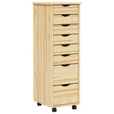 Rolling Cabinet with Drawers MOSS Clear Varnish Solid Pine wood 42032402