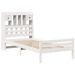 ZNTS Bookcase Bed without Mattress White 100x200cm Solid Wood Pine 3322260