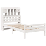 ZNTS Bookcase Bed without Mattress White 100x200cm Solid Wood Pine 3322260