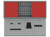 Tool Cabinet Set with Shelf 3 pcs Red Powder-Coated Steel 3321405