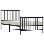 Metal Bed Frame without Mattress with Footboard Black 90x190cm 350874