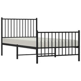 Metal Bed Frame without Mattress with Footboard Black 90x190cm 350874