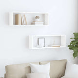 Wall Cube Shelf 2 pcs White 80x15x26.5 cm Engineered Wood 807106
