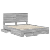 Bed Frame with Drawer Grey Sonoma 160 x 200 cm Engineered Wood 3411285