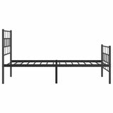 Metal Bed Frame without Mattress with Footboard Black 100x200cm 355672